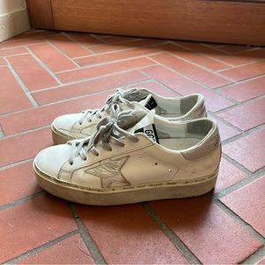 Golden Goose white and silver super star classic sneakers size 37